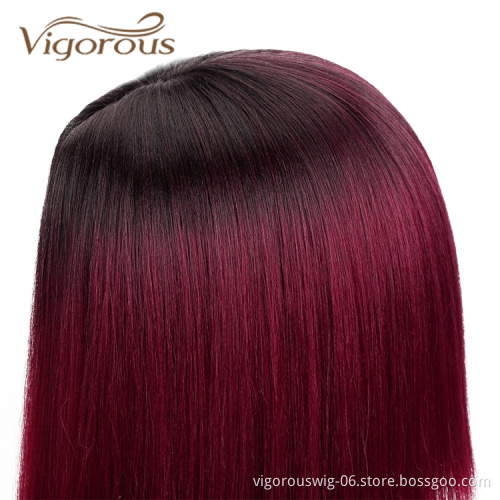 High Quality For Women High Temperature Women Bob Cosplay Colorful Red Ombre Hair Heat Resistant Straight Synthetic Wigs